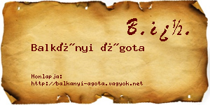 Balkányi Ágota névjegykártya